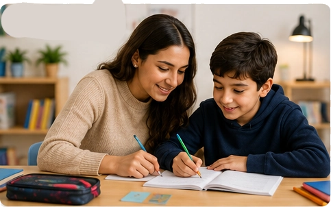Student working with a tutor